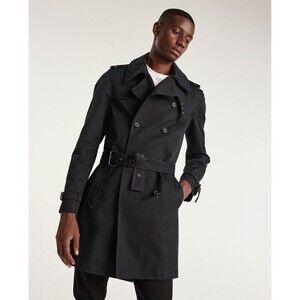 The Kooples Men's Jenna Trench Coat In Dark Navy Size 48